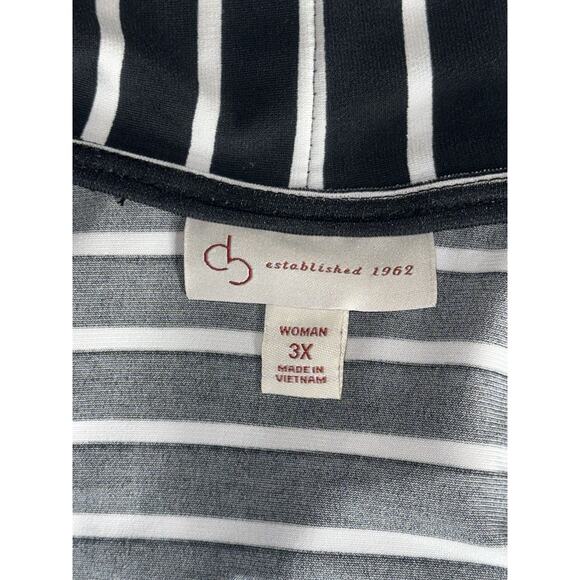 Dressbarn Women’s 3X Black White Striped Open Front Cardigan NWT Plus Size - Picture 3 of 7